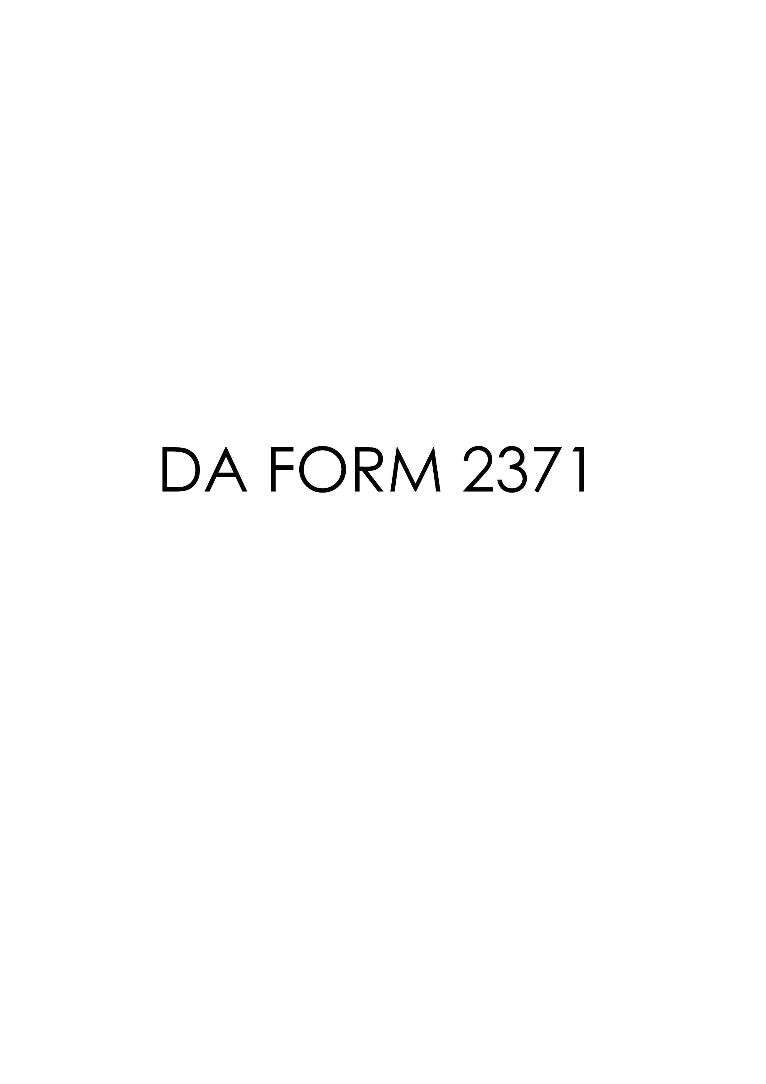 DA Form 2371 form preview