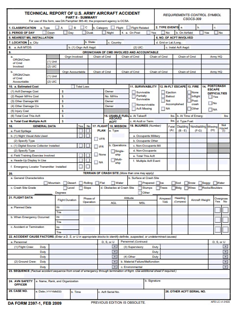 DA Form 2397-1 form preview