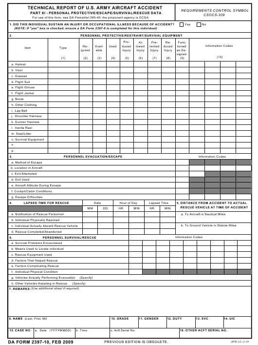DA Form 2397-10 form preview
