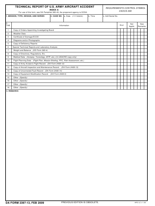 DA Form 2397-13 form preview