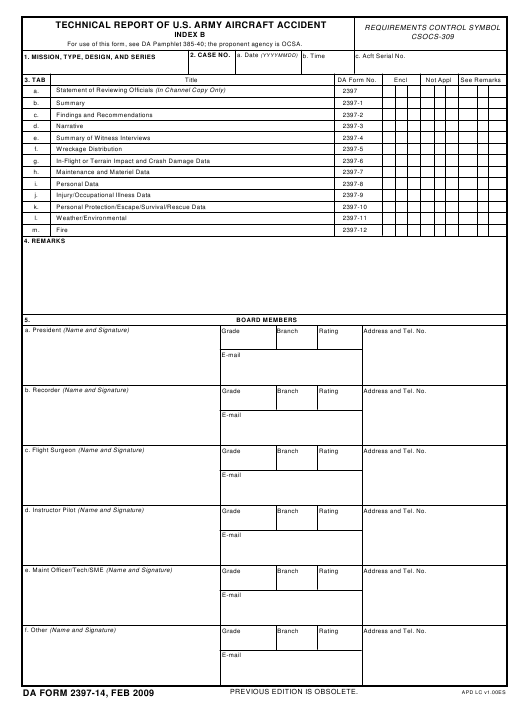 DA Form 2397-14 form preview