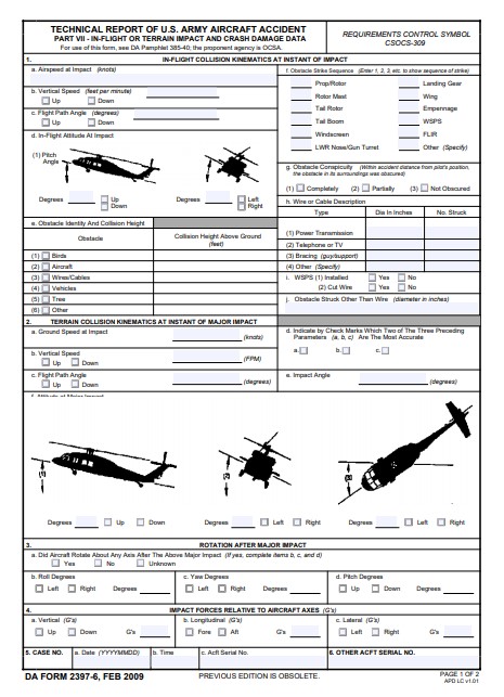 DA Form 2397-6 form preview