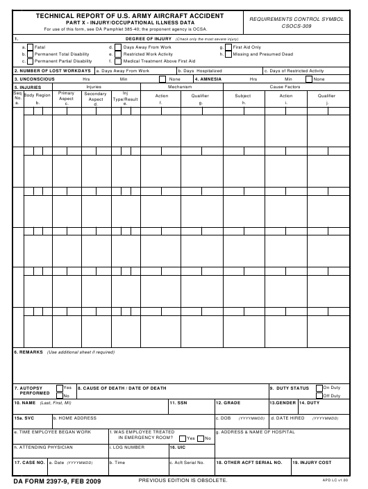 DA Form 2397-9 form preview