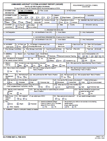 DA Form 2397-U form preview