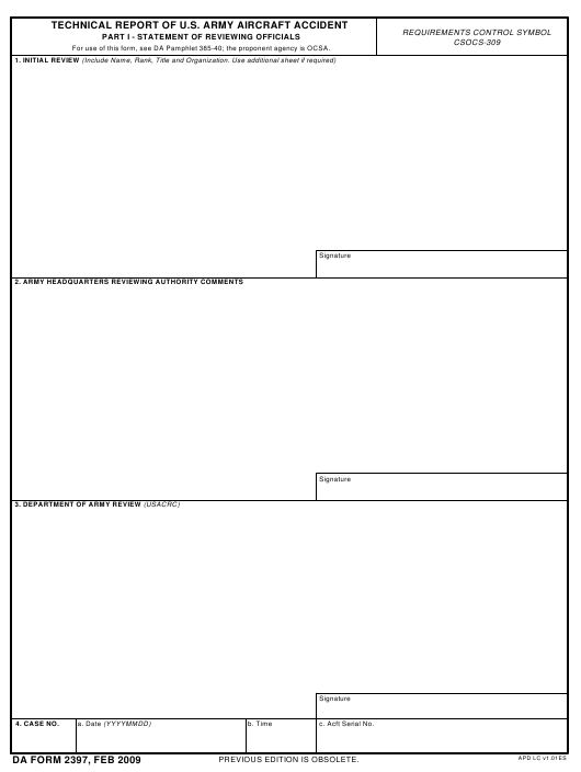 DA Form 2397 form preview