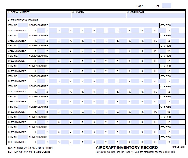 DA Form 2408-17 form preview