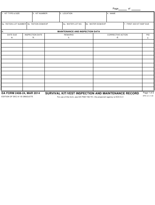 DA Form 2408-24 form preview