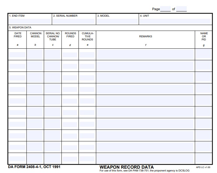DA Form 2408-4-1 form preview