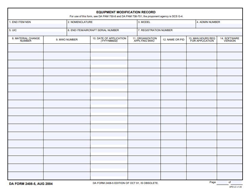 DA Form 2408-5 form preview