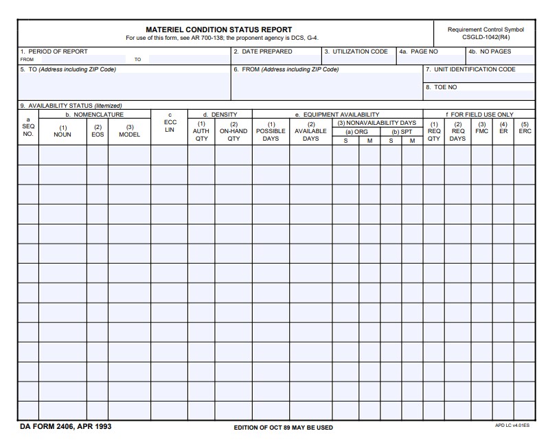 DA Form 2408 form preview