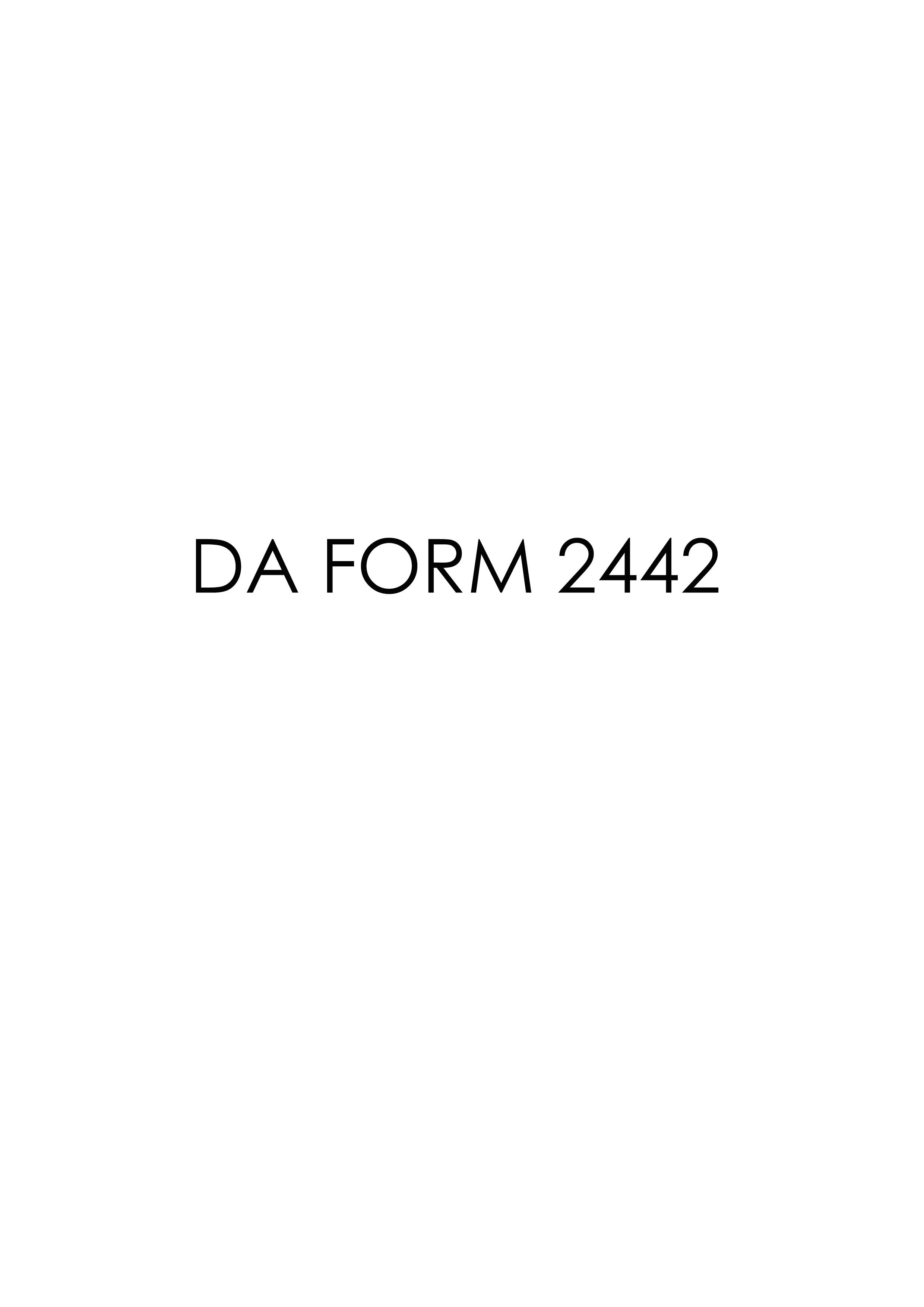 DA Form 2442 form preview