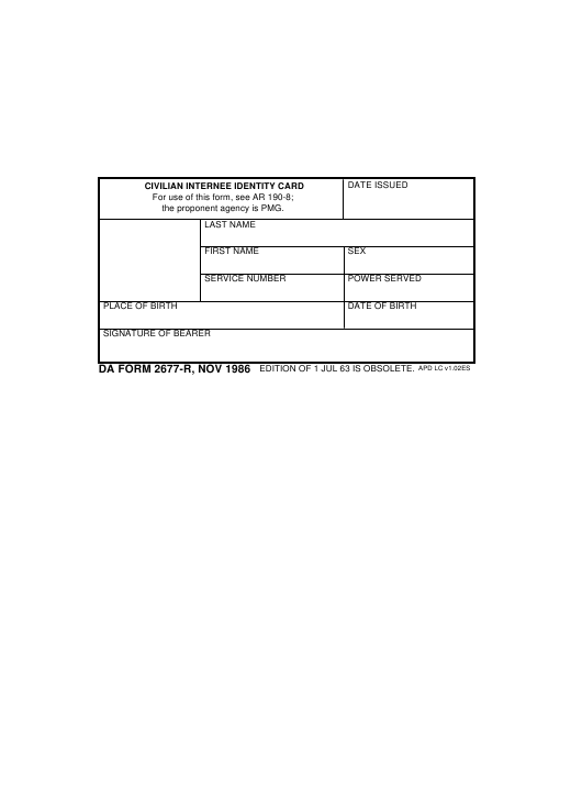DA Form 2677-R form preview