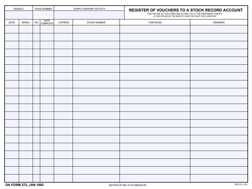 DA Form 272 form preview