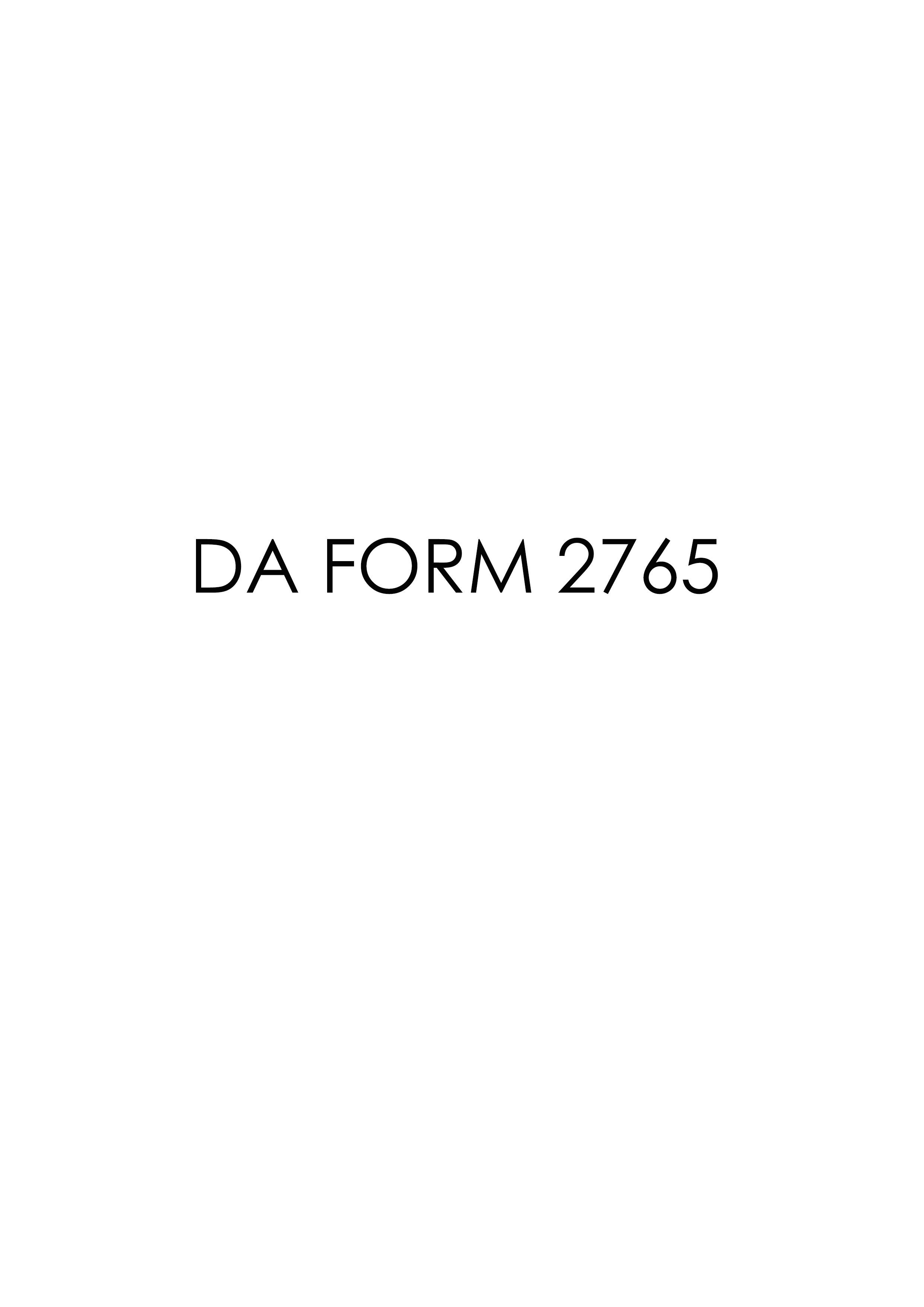DA Form 2765 form preview