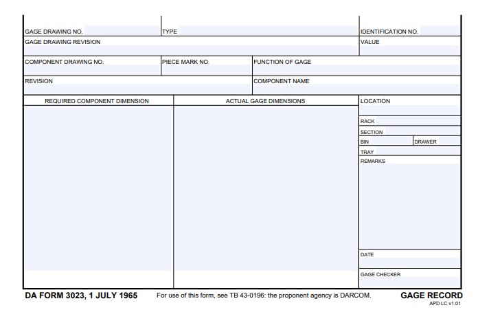 DA Form 3023 form preview