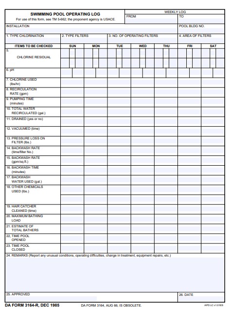 DA Form 3164-R form preview