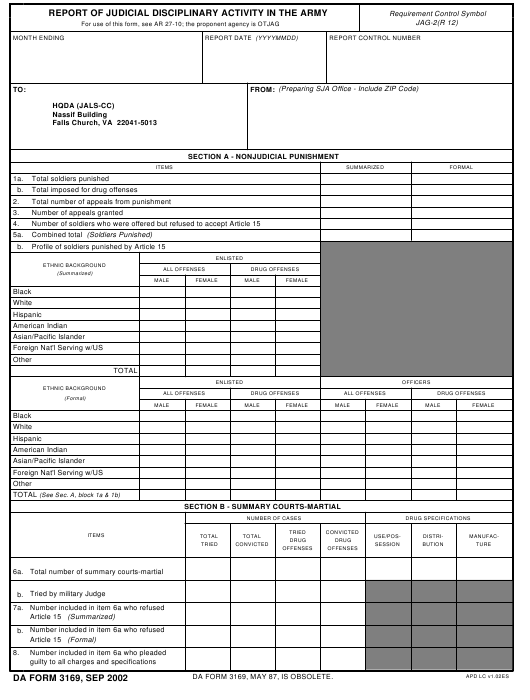 DA Form 3169 form preview
