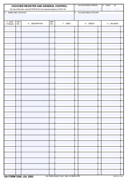 DA Form 3295 form preview