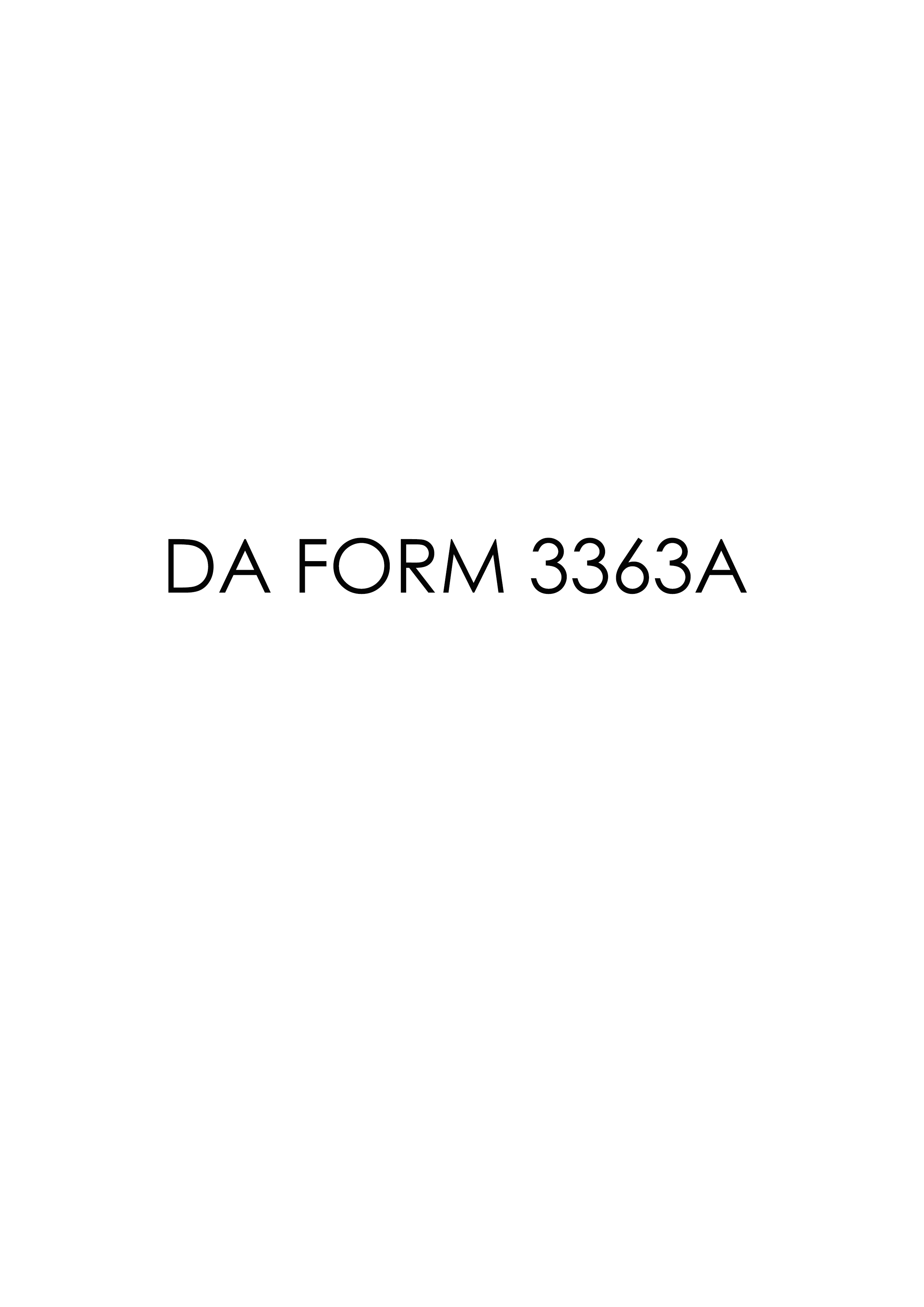 DA Form 3363A form preview