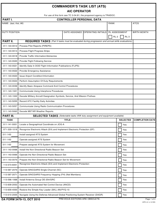 DA Form 3479-13 form preview