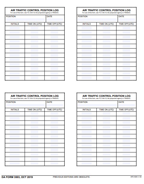 DA Form 3503 form preview
