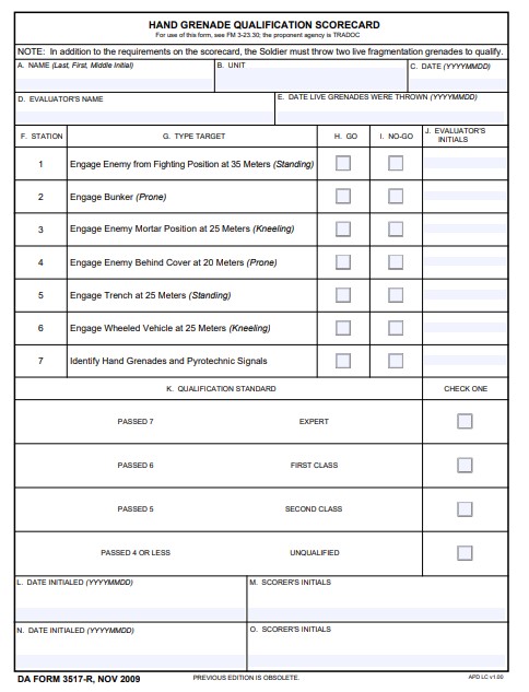 DA Form 3517-R form preview