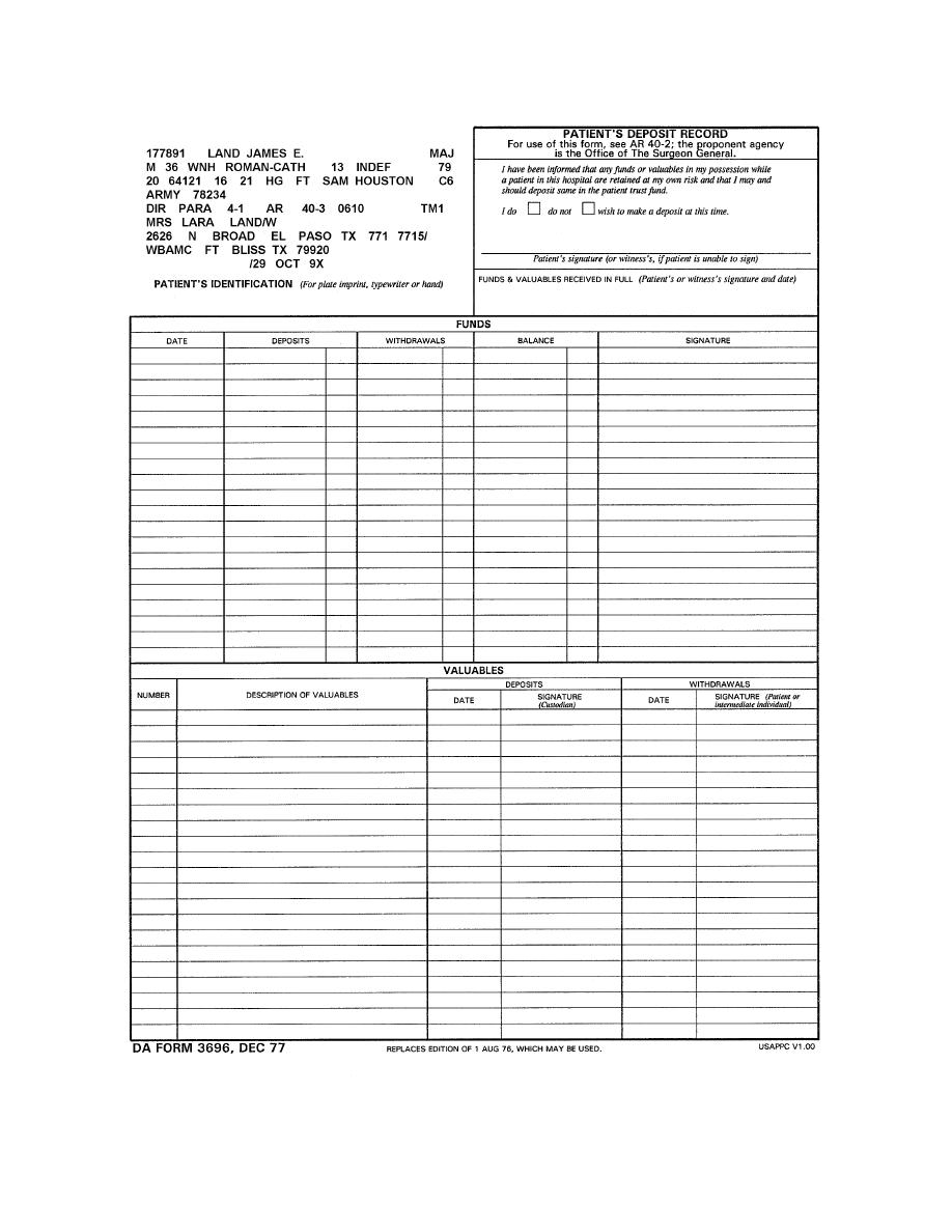 DA Form 3696 form preview
