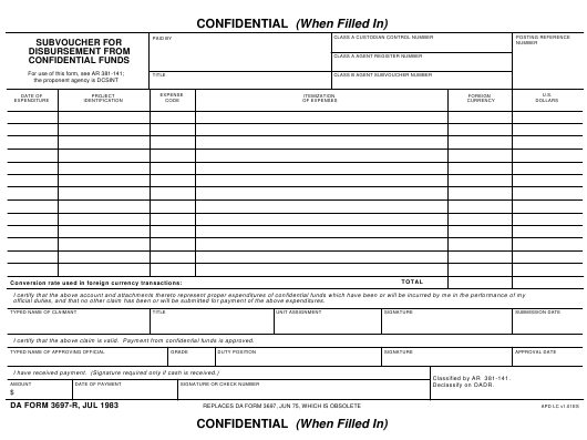 DA Form 3697-R form preview