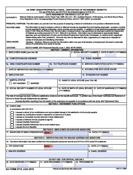 DA Form 3715 form preview