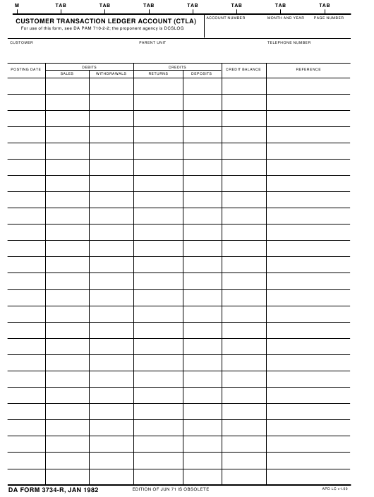 DA Form 3734-R form preview