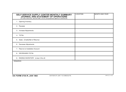 DA Form 3735-R form preview