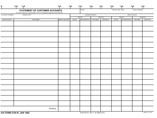 DA Form 3736-R form preview
