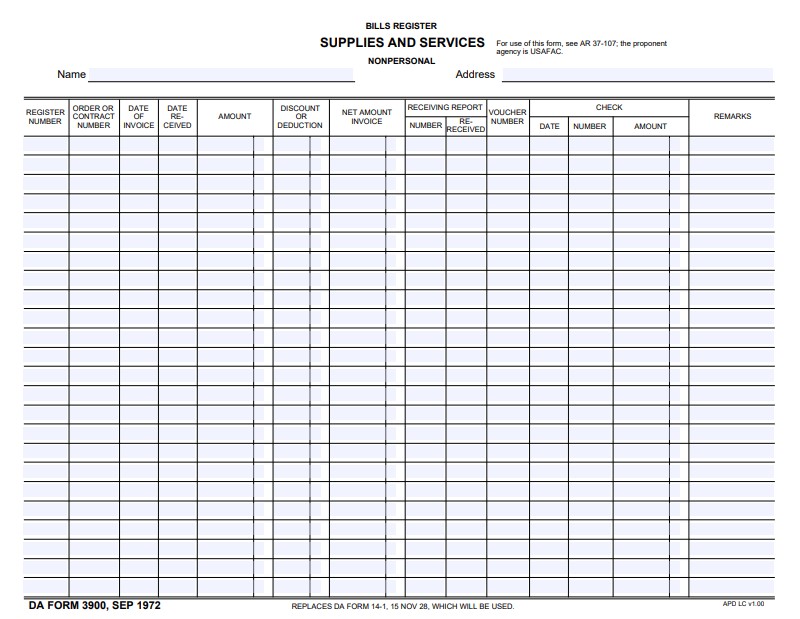DA Form 3900 form preview