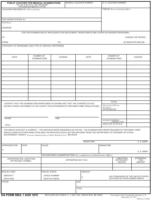 DA Form 3904 form preview