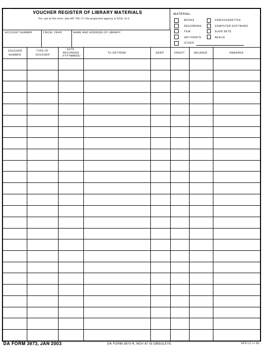 DA Form 3973 form preview