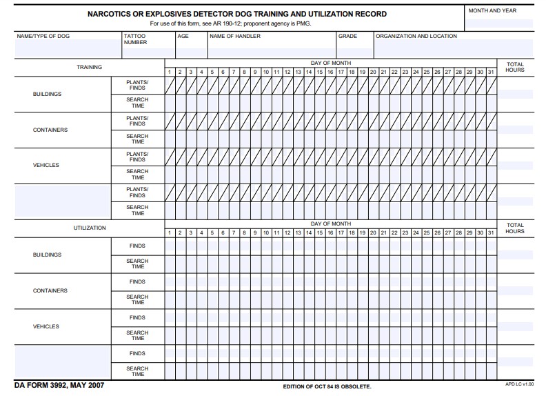 DA Form 3992 form preview