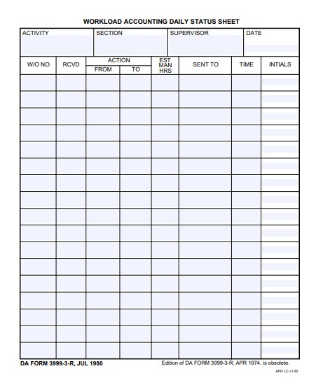 DA Form 3999-3-R form preview