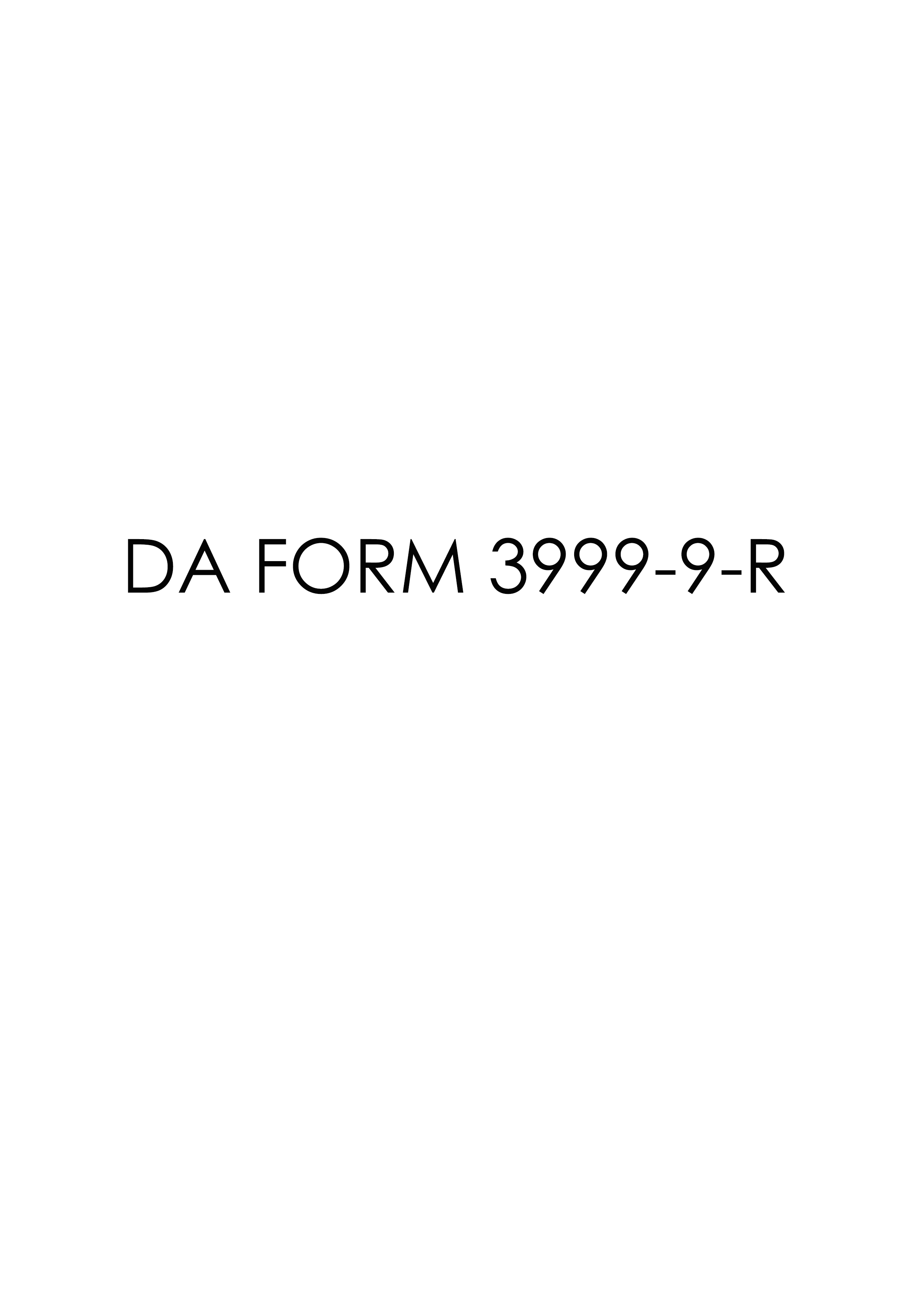 DA Form 3999-9-R form preview