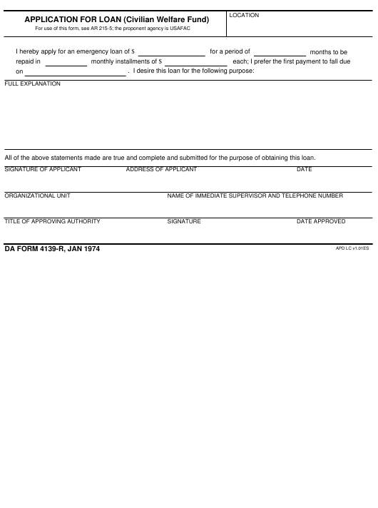 DA Form 4139-R form preview