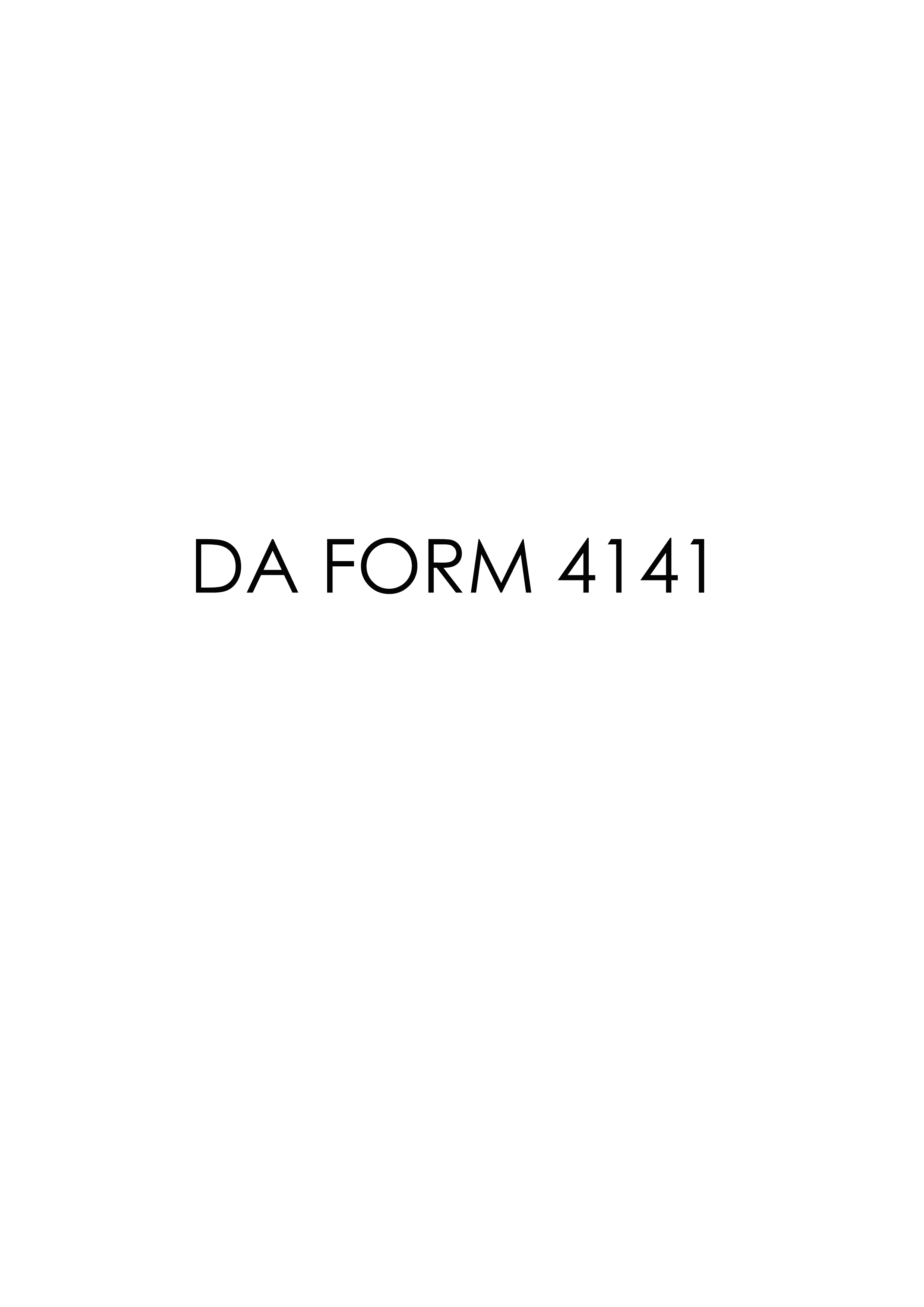 DA Form 4141 form preview
