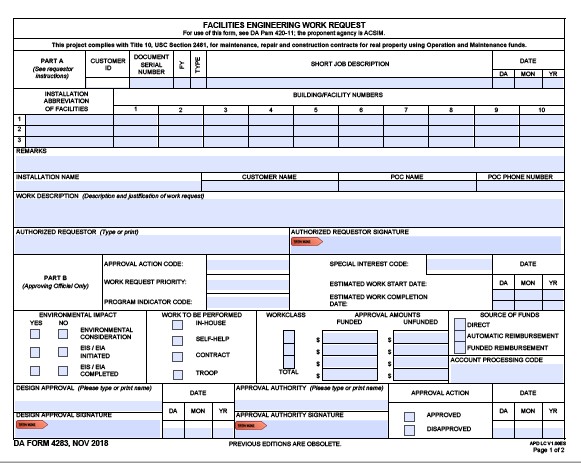 DA Form 4283 form preview
