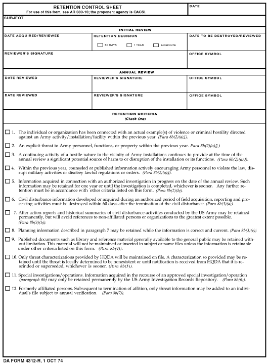 DA Form 4312-R form preview