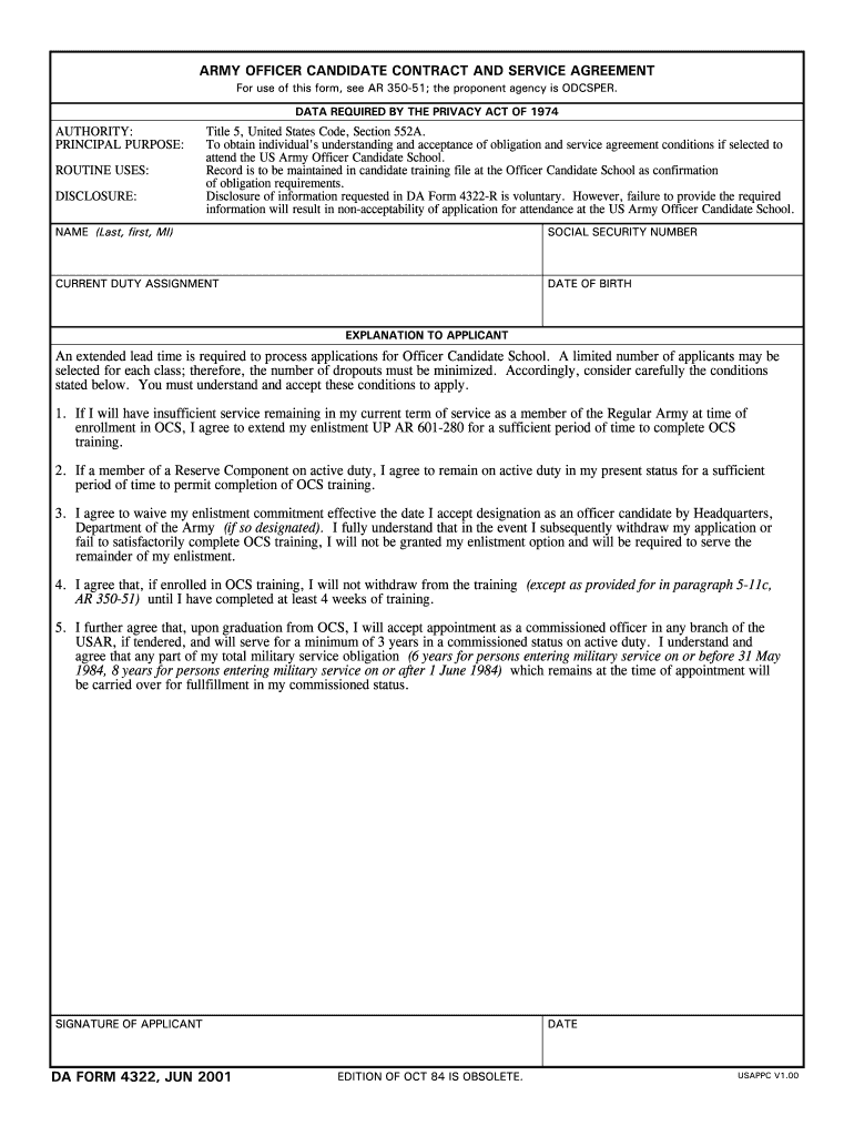 DA Form 4322 form preview