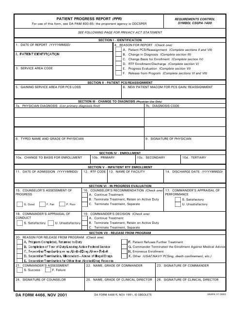 DA Form 4466 form preview