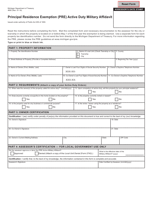 DA Form 4660 form preview