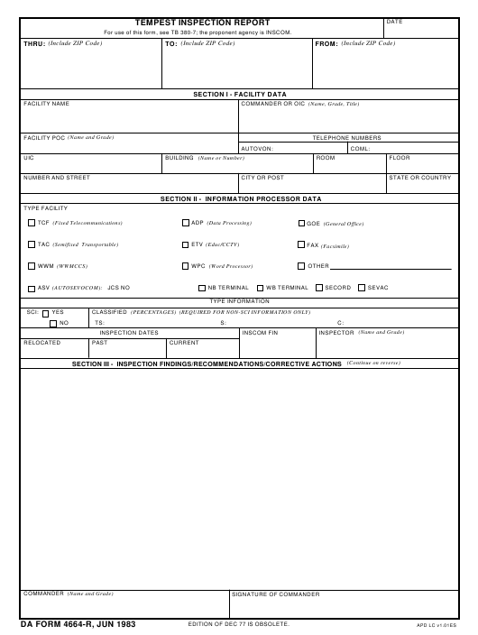 DA Form 4664-R form preview