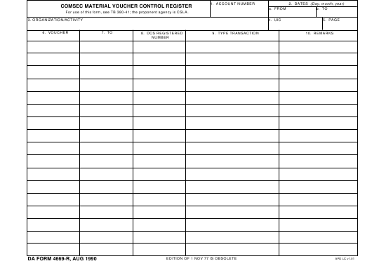 DA Form 4669-R form preview