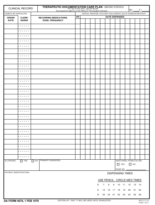 DA Form 4678 form preview