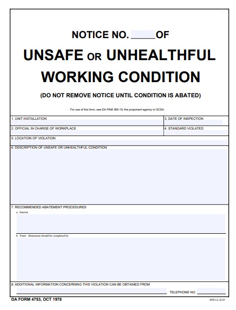 DA Form 4753 form preview
