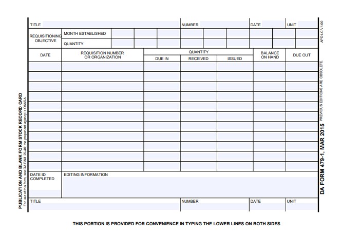 DA Form 479-1 form preview